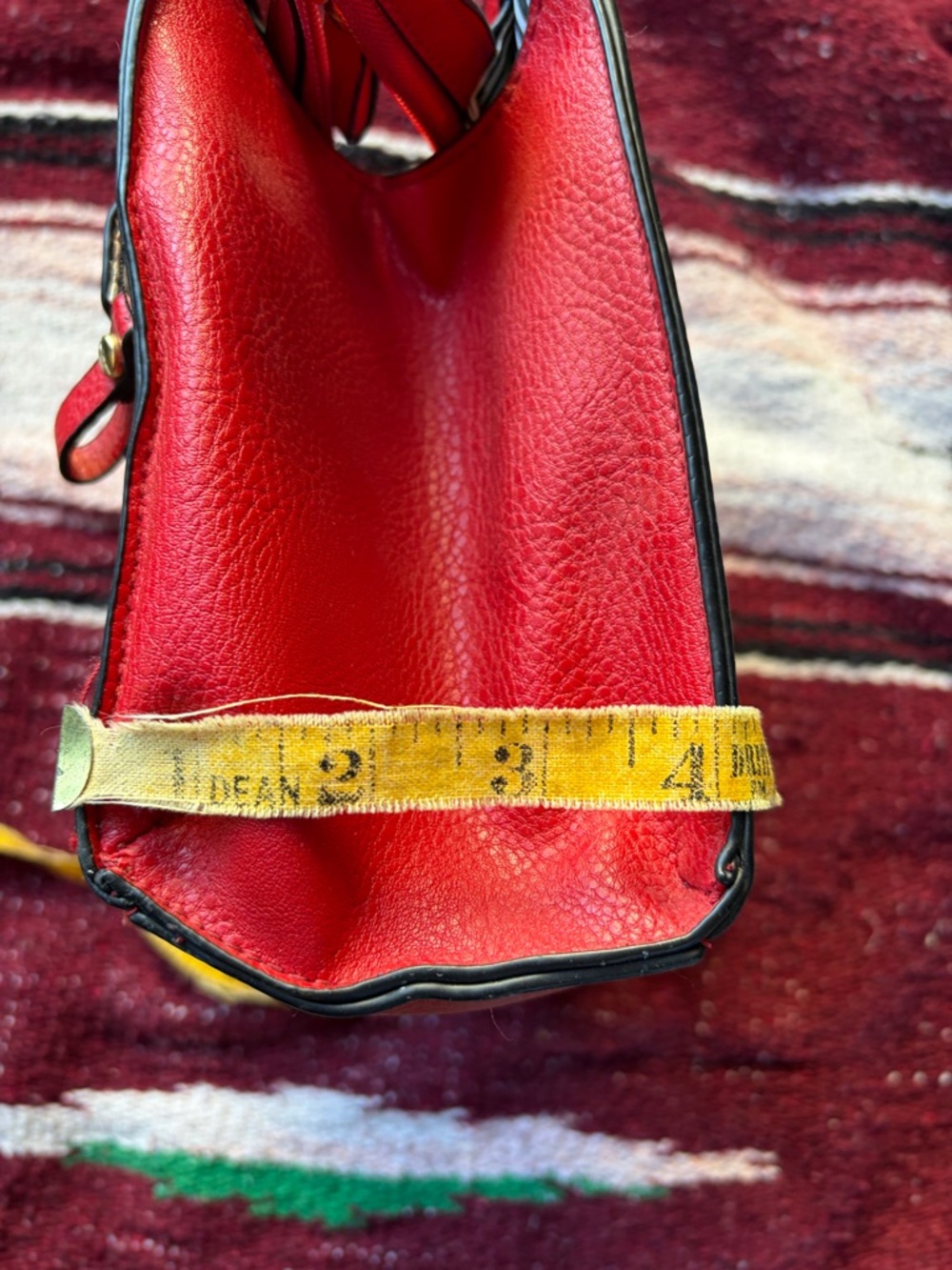 Christian Siriano Red Textured Leather Satchel with Front Pocket - Picture 9 of 9